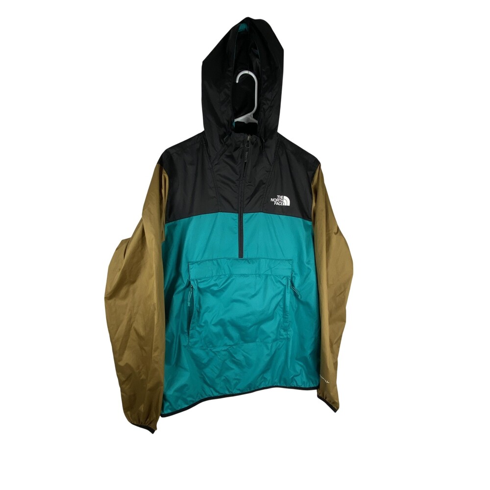 The North Face Windwall Jacket Mens Medium Teal Hooded 1/4 Zip Anorak Pullover